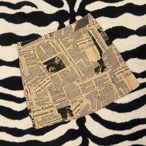 High Waisted Newspaper Print Skirt